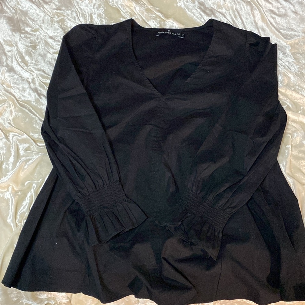 Pomander Place Tuckernuck Easton Blouse Black Cotton Women’s Size Medium